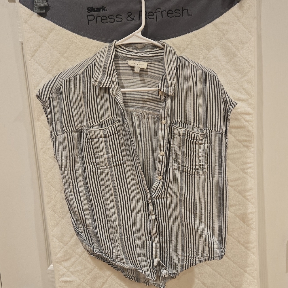 Lucky Brand Black and White Striped Sleeveless Shirt